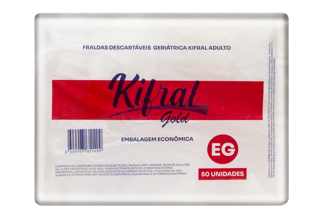 FRALDA DESCARTÁVEL GERIÁTRICA KIFRAL GOLD ADULTO – TAMANHO EG – EMBALAGEM ECONÔMICA